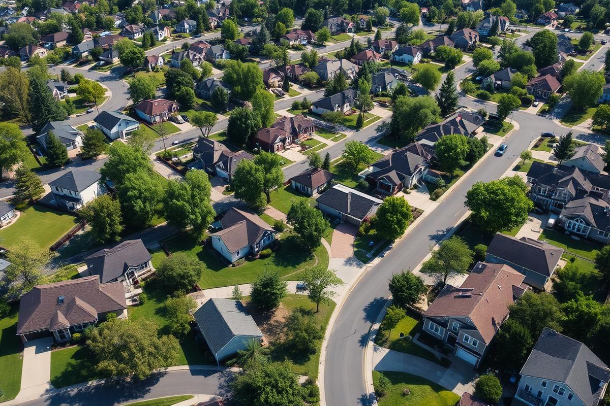 Aerial view of an American suburban neighborhood representing nationwide coverage
