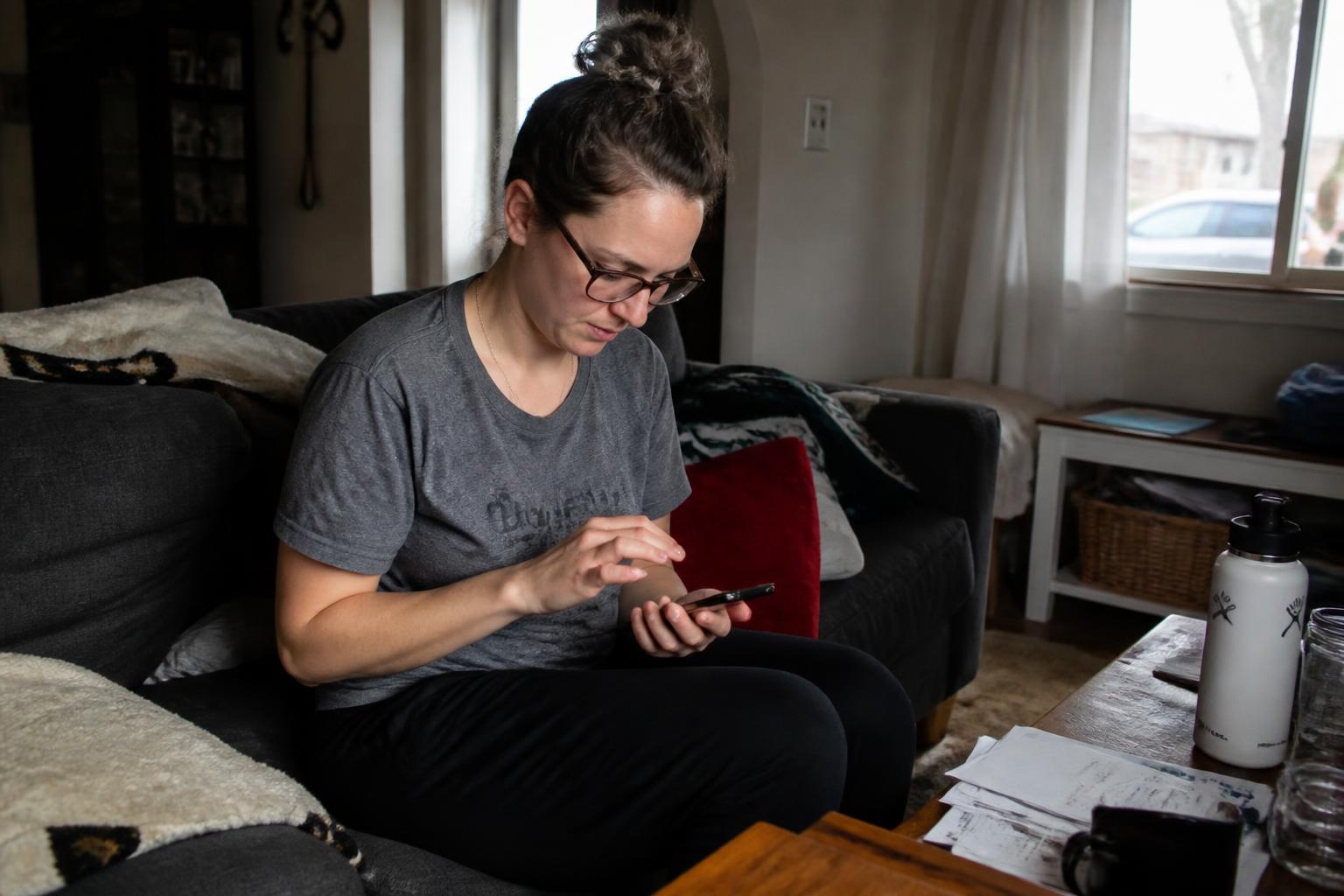 Homeowner couple filling out a project request on a tablet